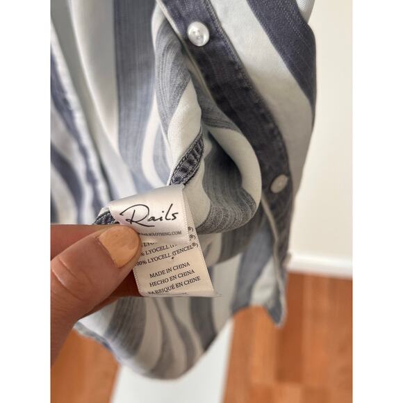 Rails Julian Lisbon Stripe Button Up Shirt Dress size Medium - Picture 9 of 10